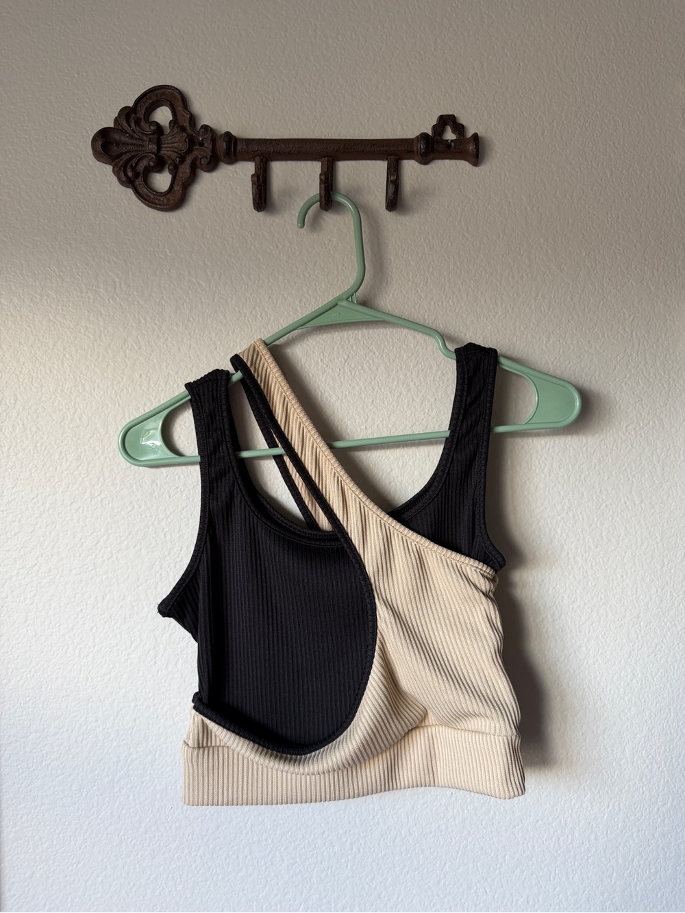 Ribbed Two-Tone Tank Black & Cream